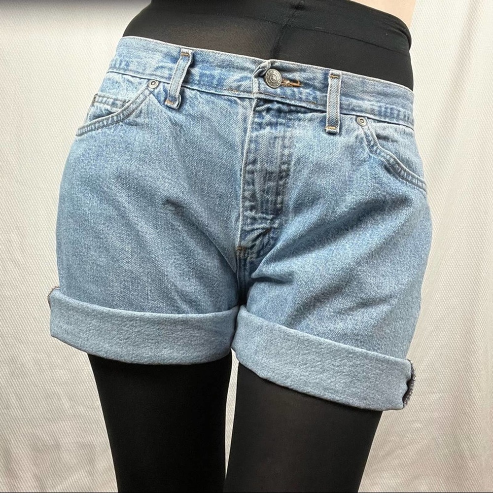 90s Y2K Faded Glory High Waisted Light Wash Denim Mom Dad Shorts Women’s Medium